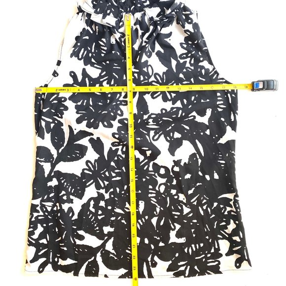Outback Red by The Limited Black and White Sleeveless Print Blouse Top - Picture 3 of 6